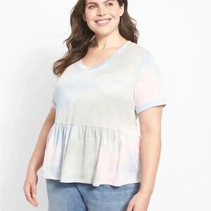 Lane Bryant Tie-Dye Peplum Top
